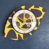 Vintage silent wall clock pendulum 60s "Anthracite yellow"