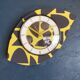 Vintage silent wall clock pendulum 60s "Anthracite yellow"