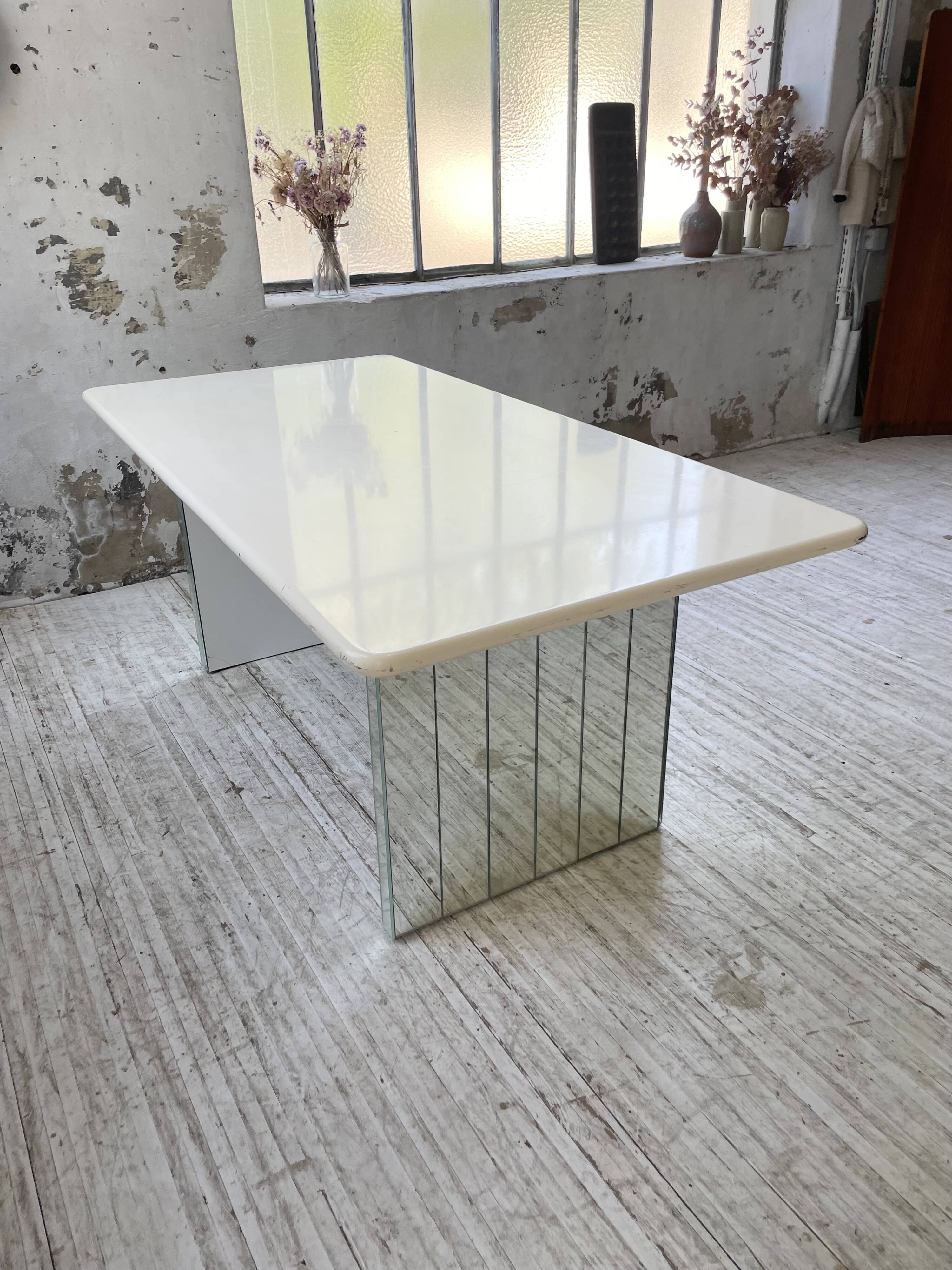 80s lacquered desk and mirror