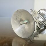 Ethnic “skeleton” candle holder in nickel-plated brass from the 80s
