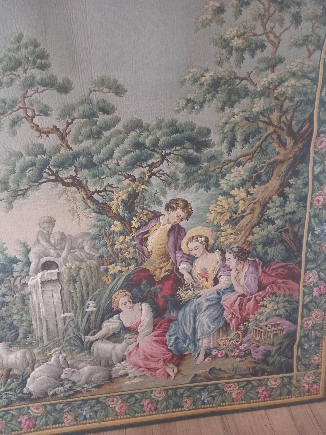 Genuine woven tapestry in the Aubusson style – pastoral French tapestry
