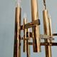 Geometric brass chandelier, Hollywood Regency, design by G. Sciolari, 1970.