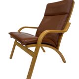 Vintage Danish armchair cognac leather by Stouby