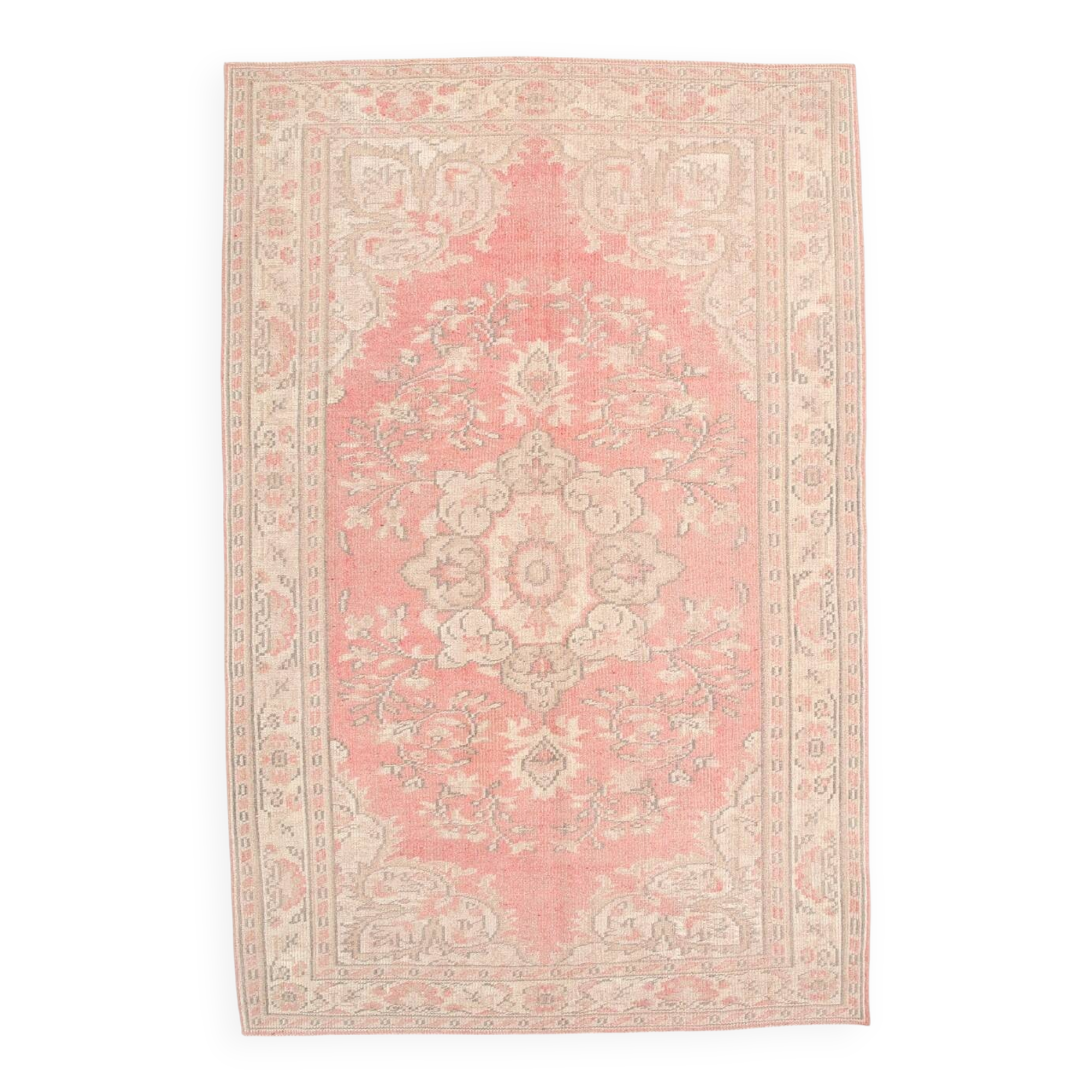 Soft Red & Beige Entryway Handmade Vintage Rug, 170x261 Cm