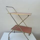 Vintage folding rolling service in Formica and brass plated