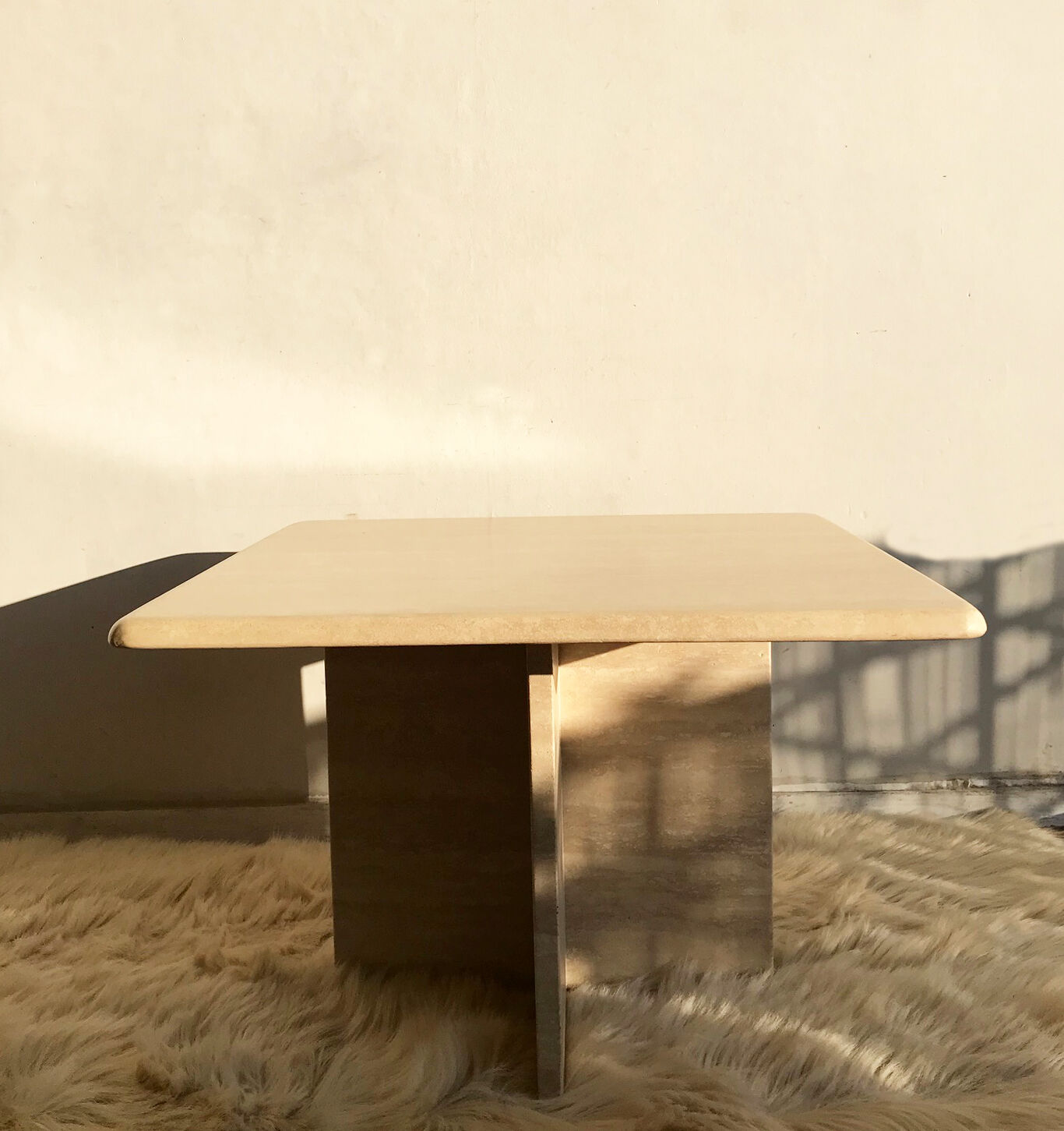 Square travertine coffee table - 60 x 60 cm