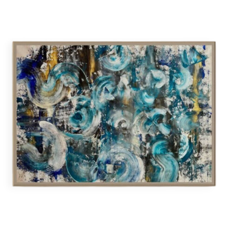 Large abstract painting XXL signed – 105 × 148 cm – Contemporary art