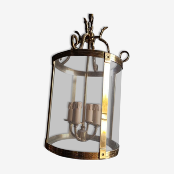 Neoclassical gilded bronze chandelier lantern St Louis XVI 1970