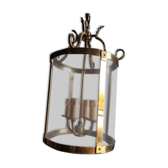 Neoclassical gilded bronze chandelier lantern St Louis XVI 1970