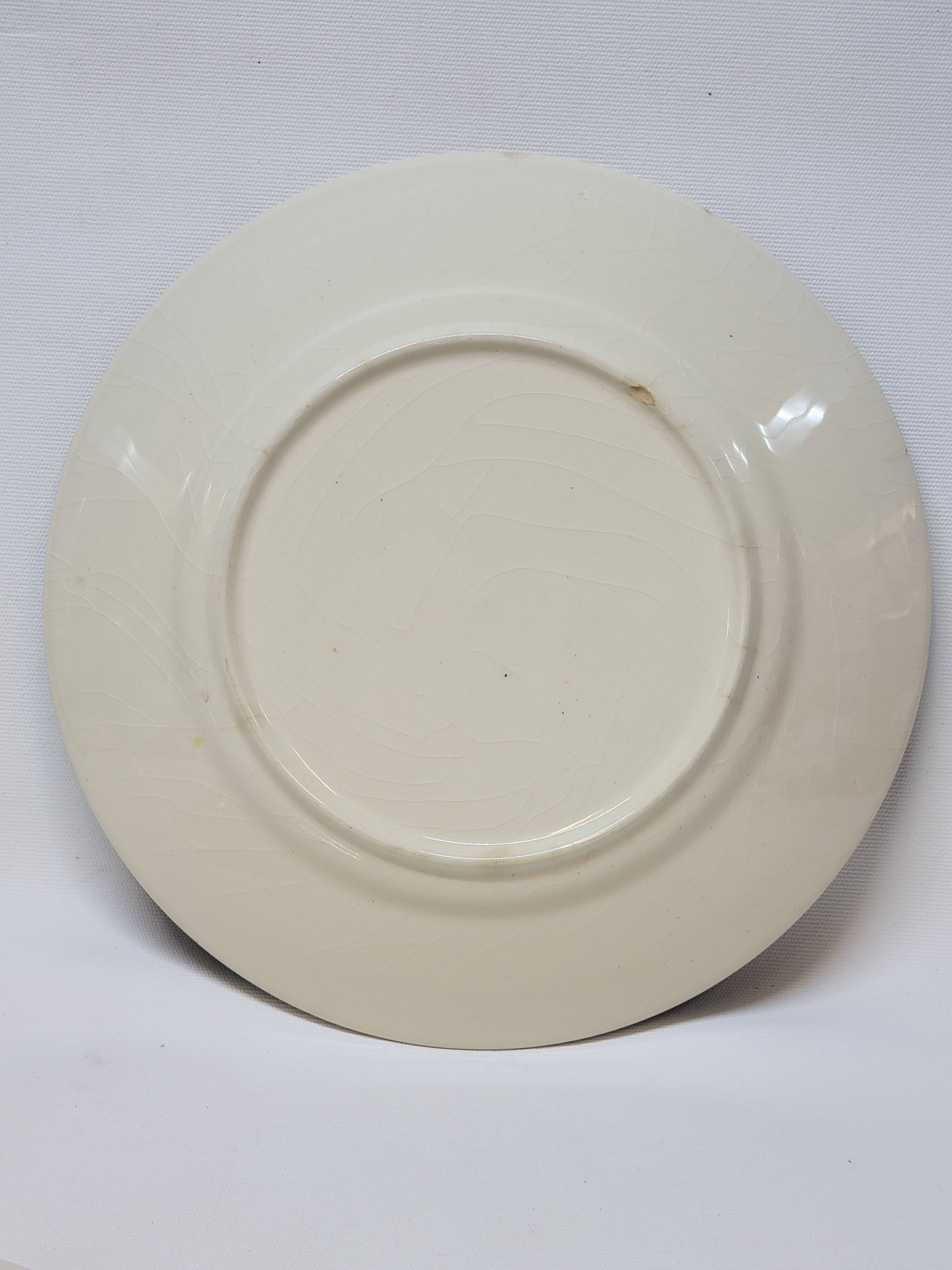 2 Antique Gilman Sacavem Statue Dinner Plates / Serving Dishes