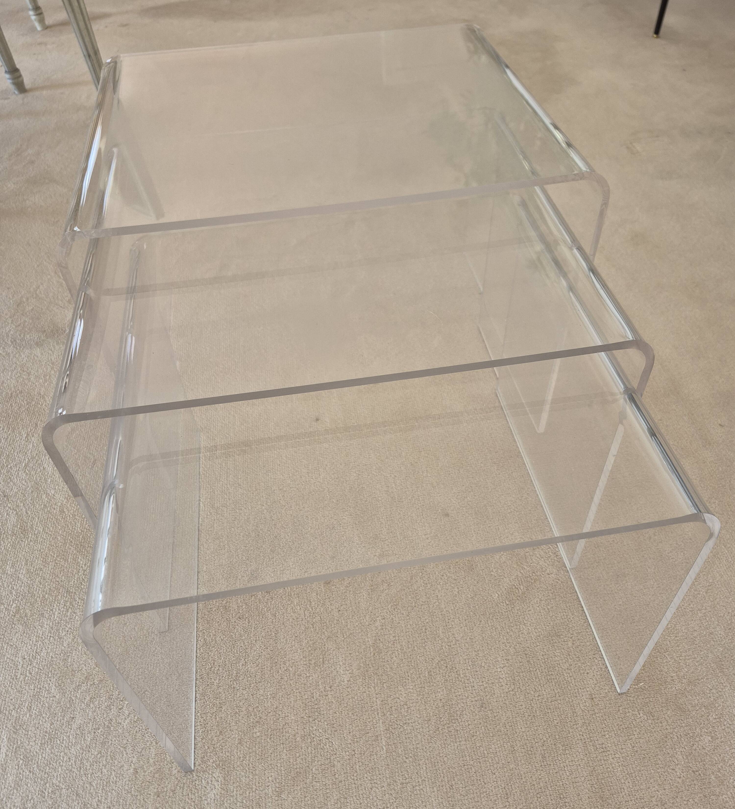 Roche Bobois trio of nesting tables in Altuglass