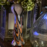 Vintage murano glass vase orange, white brown attributed to carlo moretti