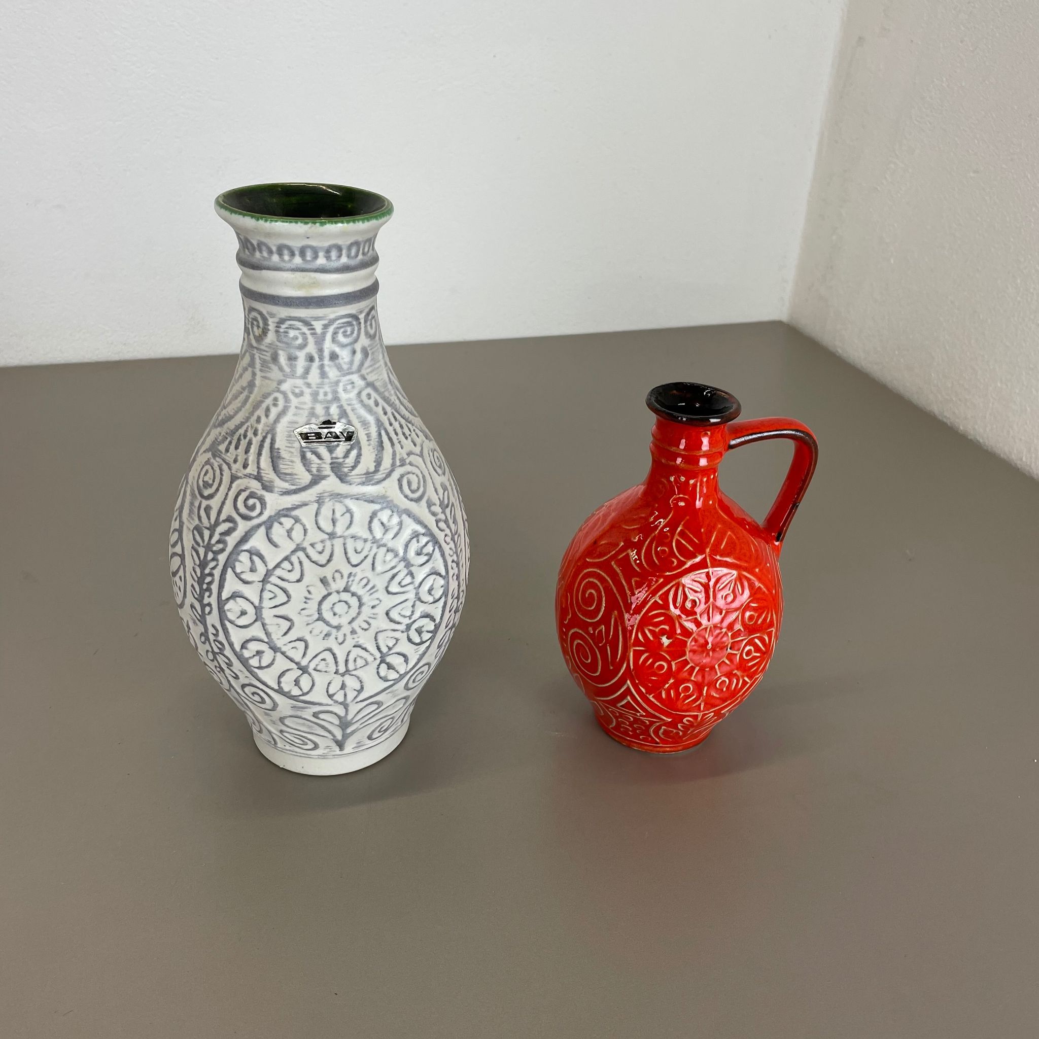 Set of 2 fat lava pottery vase made Bay Ceramics, Germany