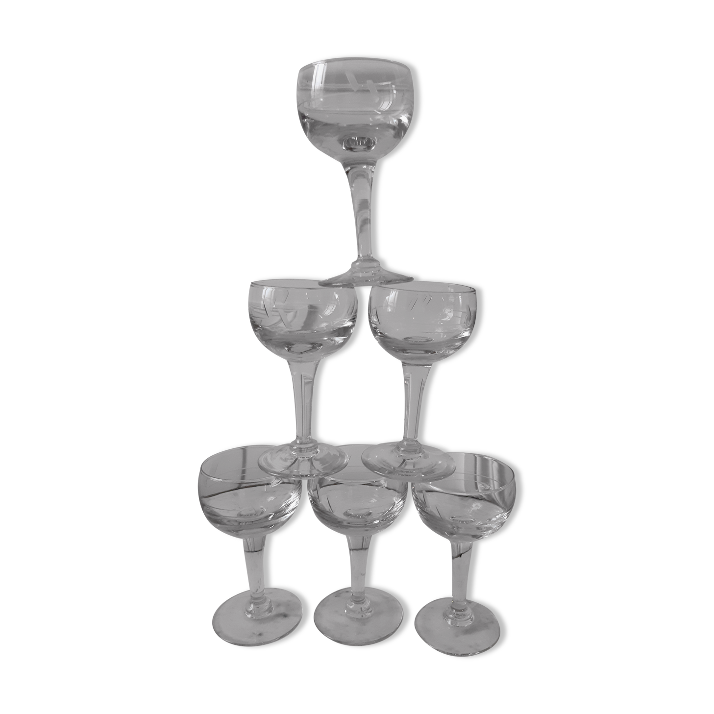 Lot of 6 glasses of old bar white wine 20s