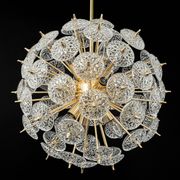 Grand superb Sputnik floral chandelier in glass and brass, Germany, 1960s.