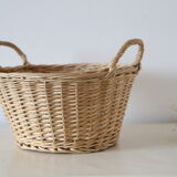 Wicker basket with two handles, vintage, french