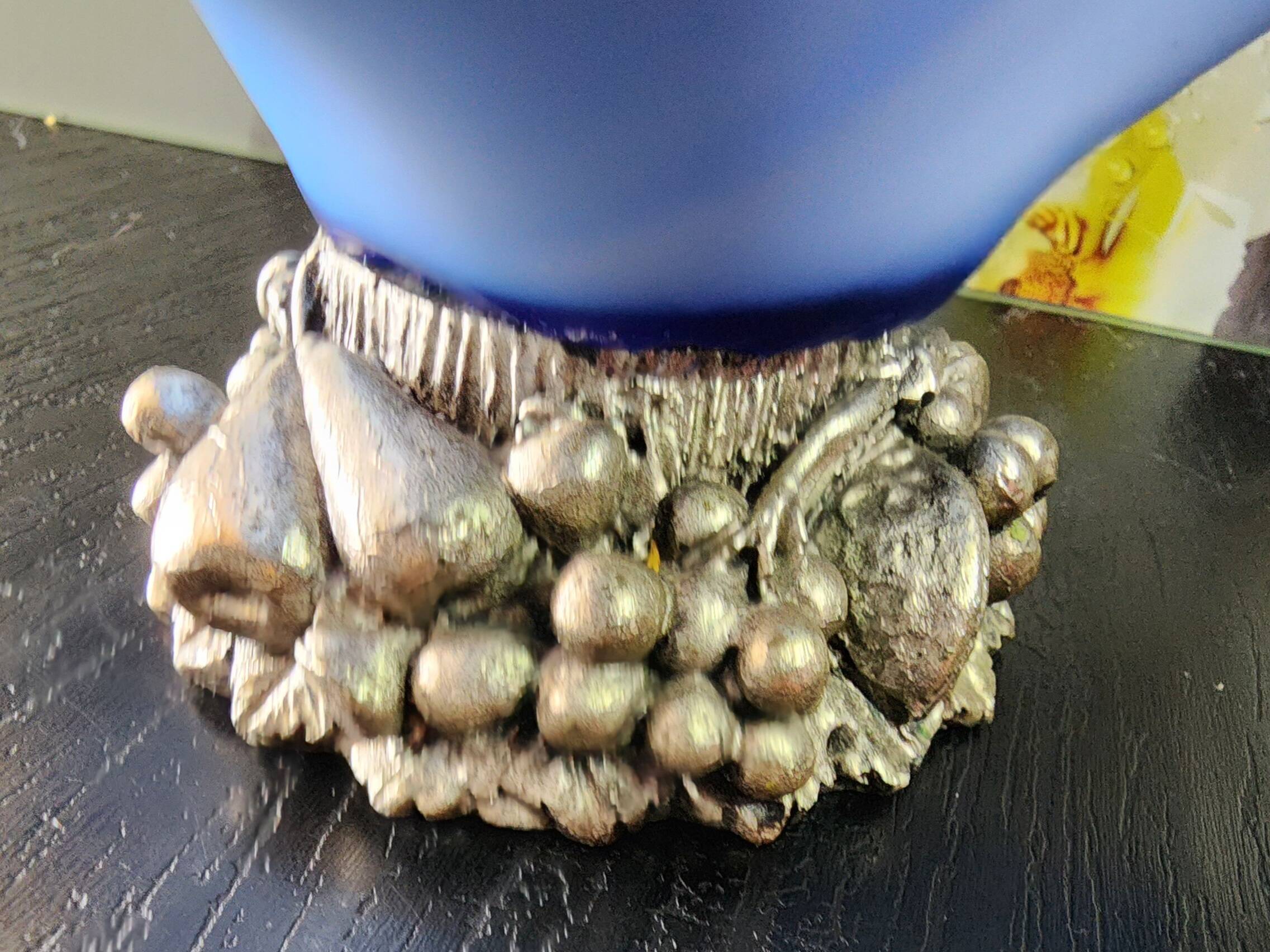 Coupe, centre de table vintage en verre de Murano bleu