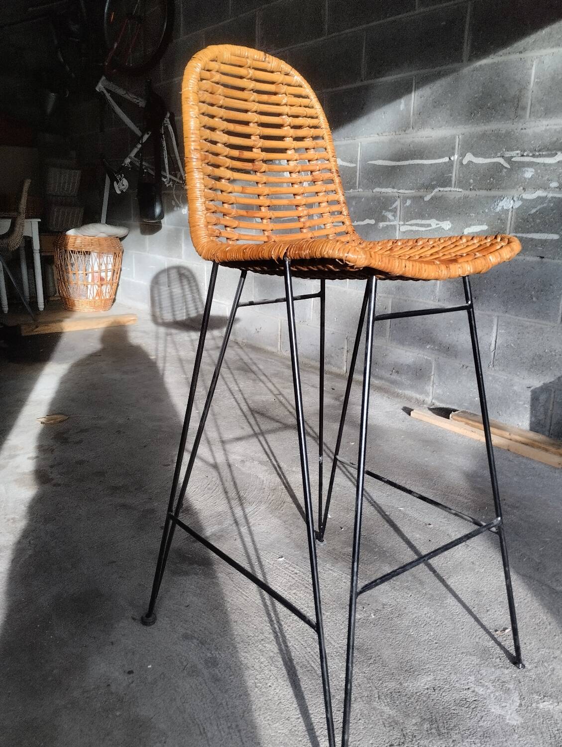 Rattan bar stool