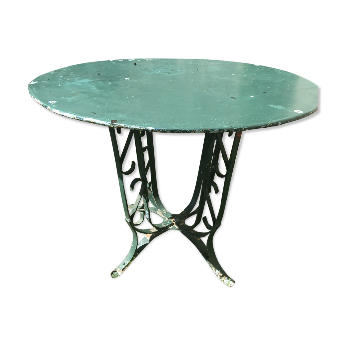 large antique iron table riveted
