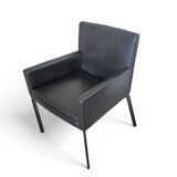 2 x Manet Minotti arm chairs 1990s / dark brown leather / chrome height 83