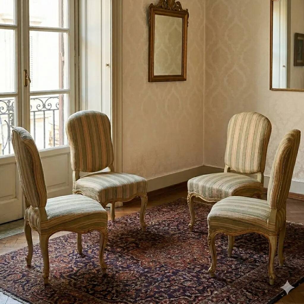 4 chaises en bois, Italie, XIXe siècle