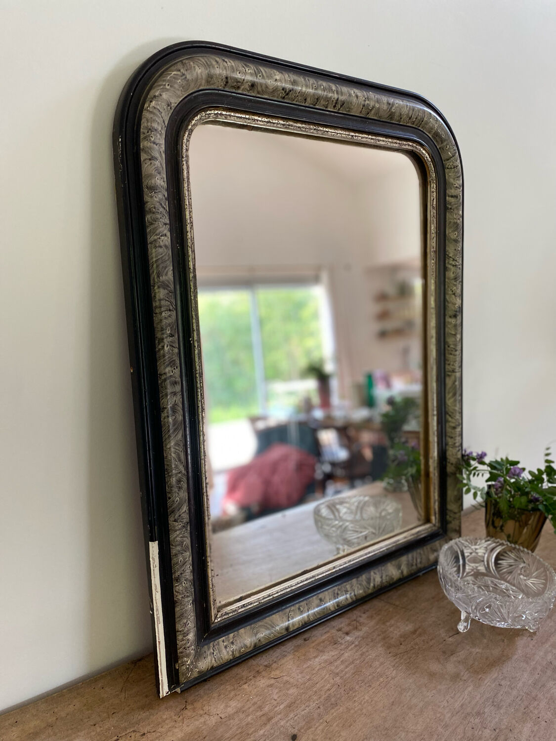 Louis philippe antique mirror with marbled plate