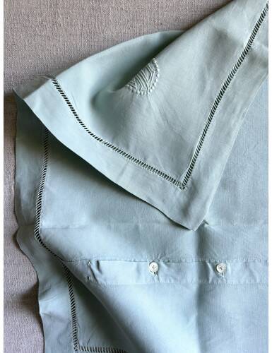 Antique Pure Yarn Dyed Linen Pillowcase in Lagoon Green