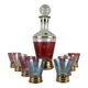 Vintage liqueur carafe and matching glasses Made in Italy