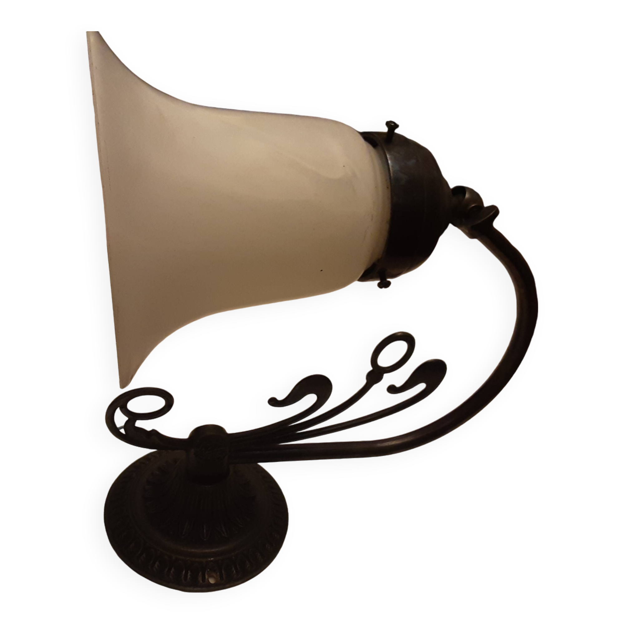 Glass wall light with iron frame