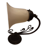 Glass wall light with iron frame