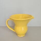 Modernist yellow ceramic pitcher / handmade / vintage / France / 1960s / mid-century / 20th century