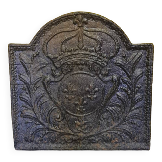 Plaque de cheminée en fonte française avec arme bourbon 18ème siècle