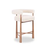 Pair of blond beech bar stools. Contemporary work.
