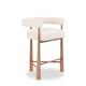 Pair of blond beech bar stools. Contemporary work.