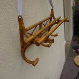 Porte manteau mural vintage rotin