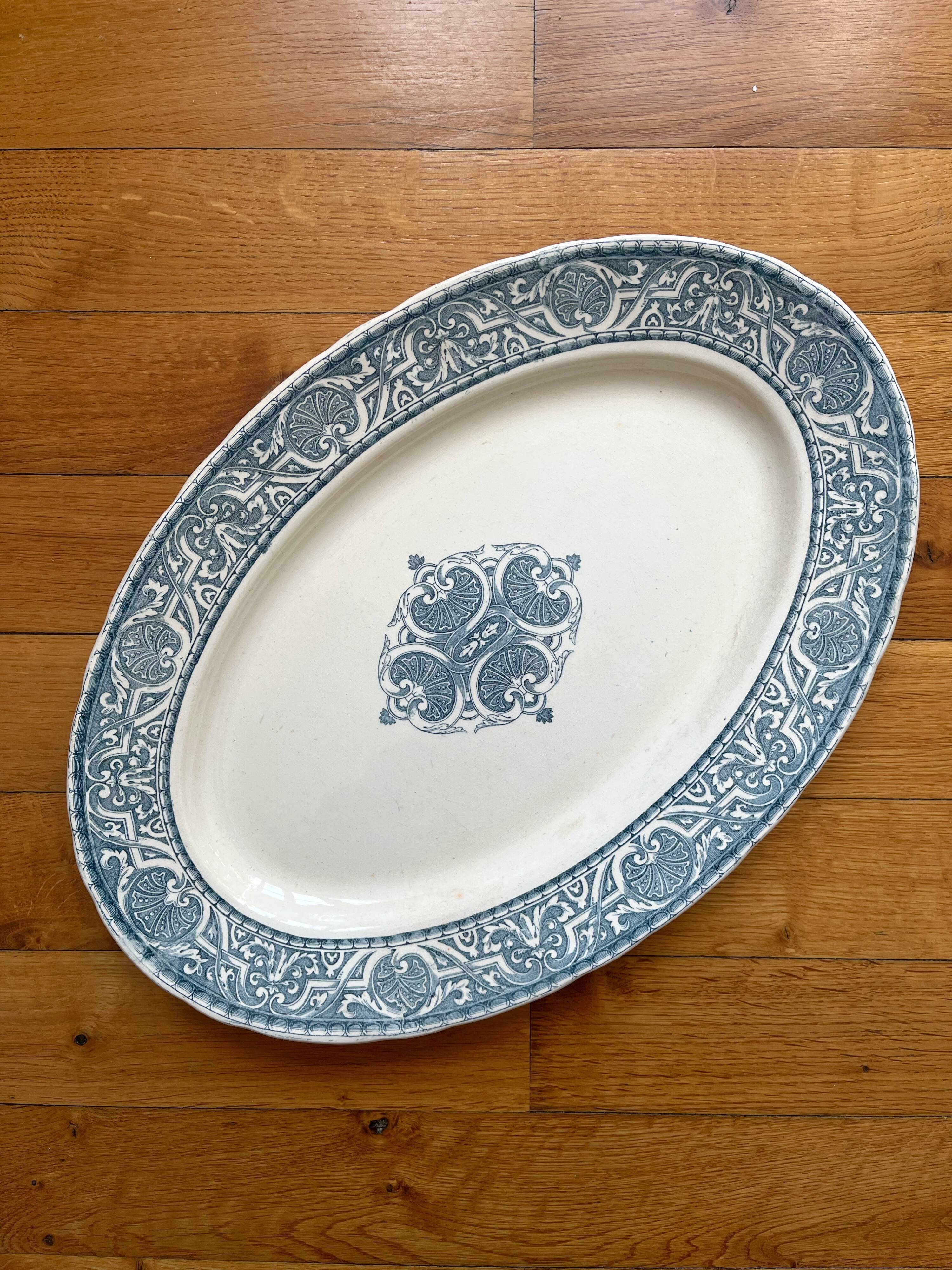 Oval ironstone dish, Henri II, Creil and Montereau, late 19th century