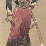 Louis vallet (1856-1940), non-commissioned officer of the guides, 1869 framed watercolor