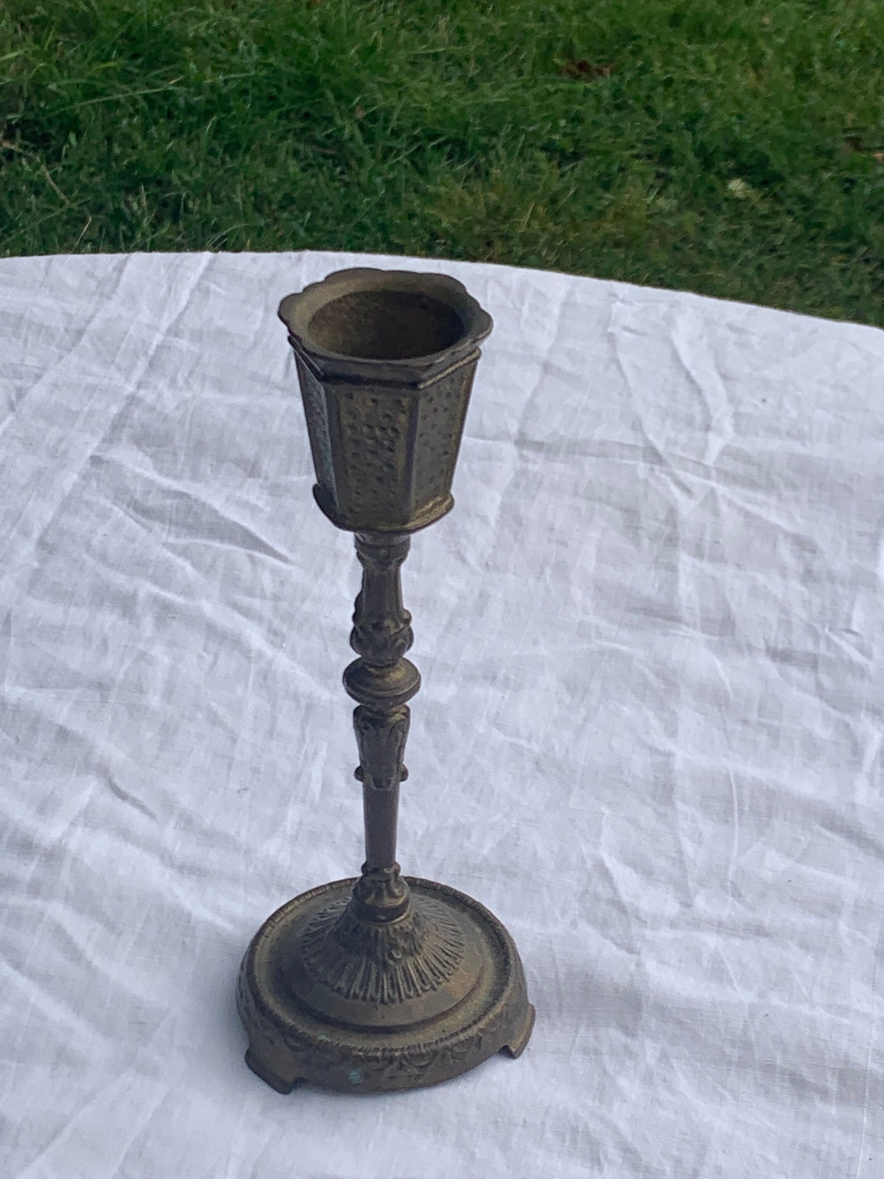 Old brass candle holder