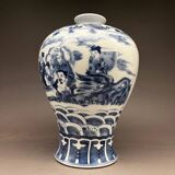 Dynastie qing style kangxi bleu et blanc les huit immortels traversant la mer vase prunus chinois