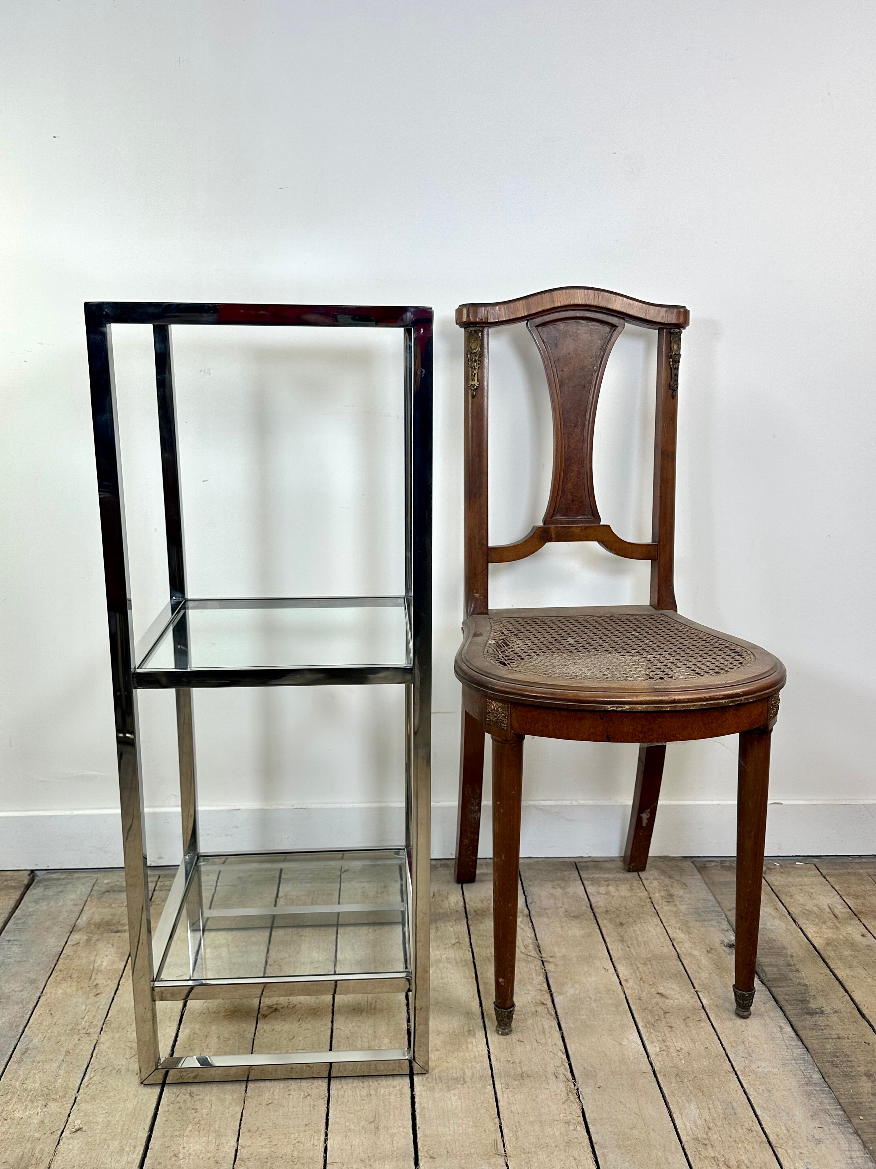 Chrome and glass occasional shelf unit 2000s