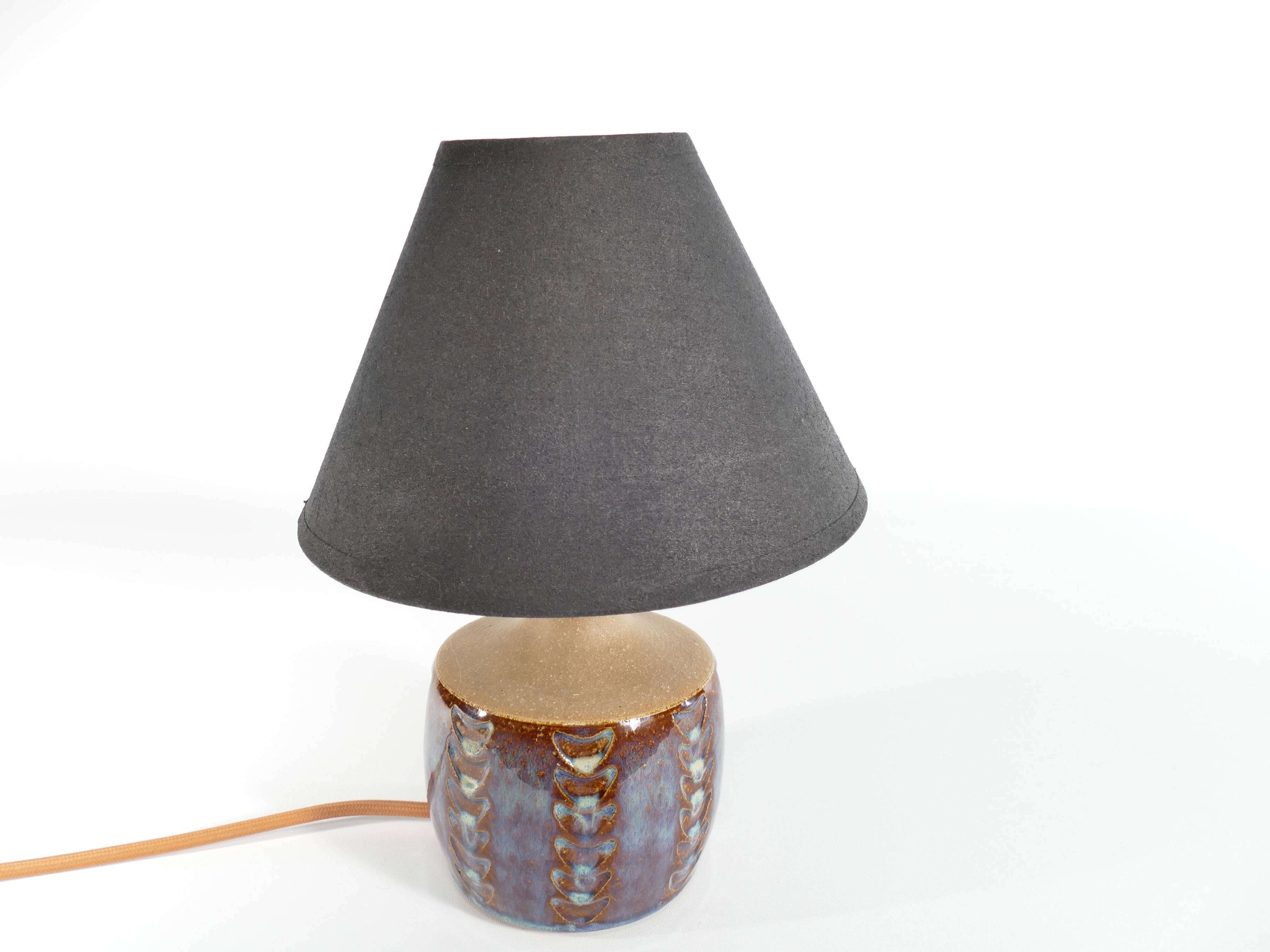 Scandinavian Modern Blue Glazed Stoneware Table Lamp, Søholm Stentøj, 1960s