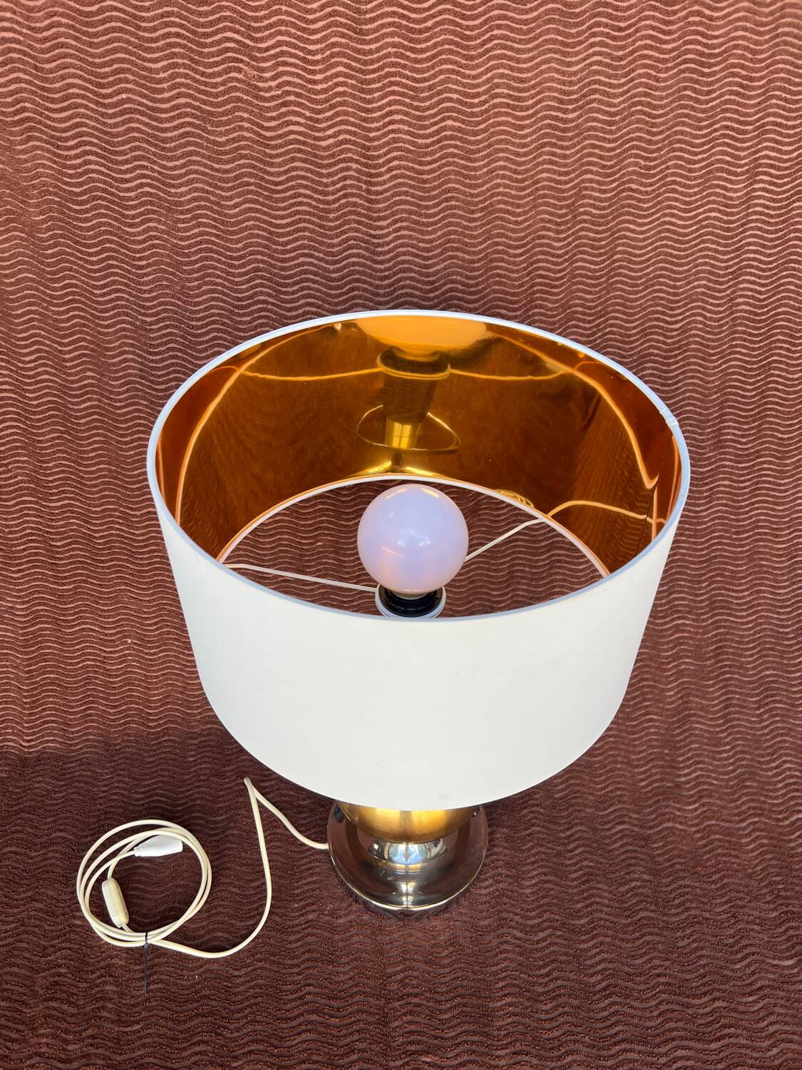 VINTAGE 1970 LARGE FORMAT LAMP CHROME BASE 1 BRUSHED ALUMINIUM BALL DO