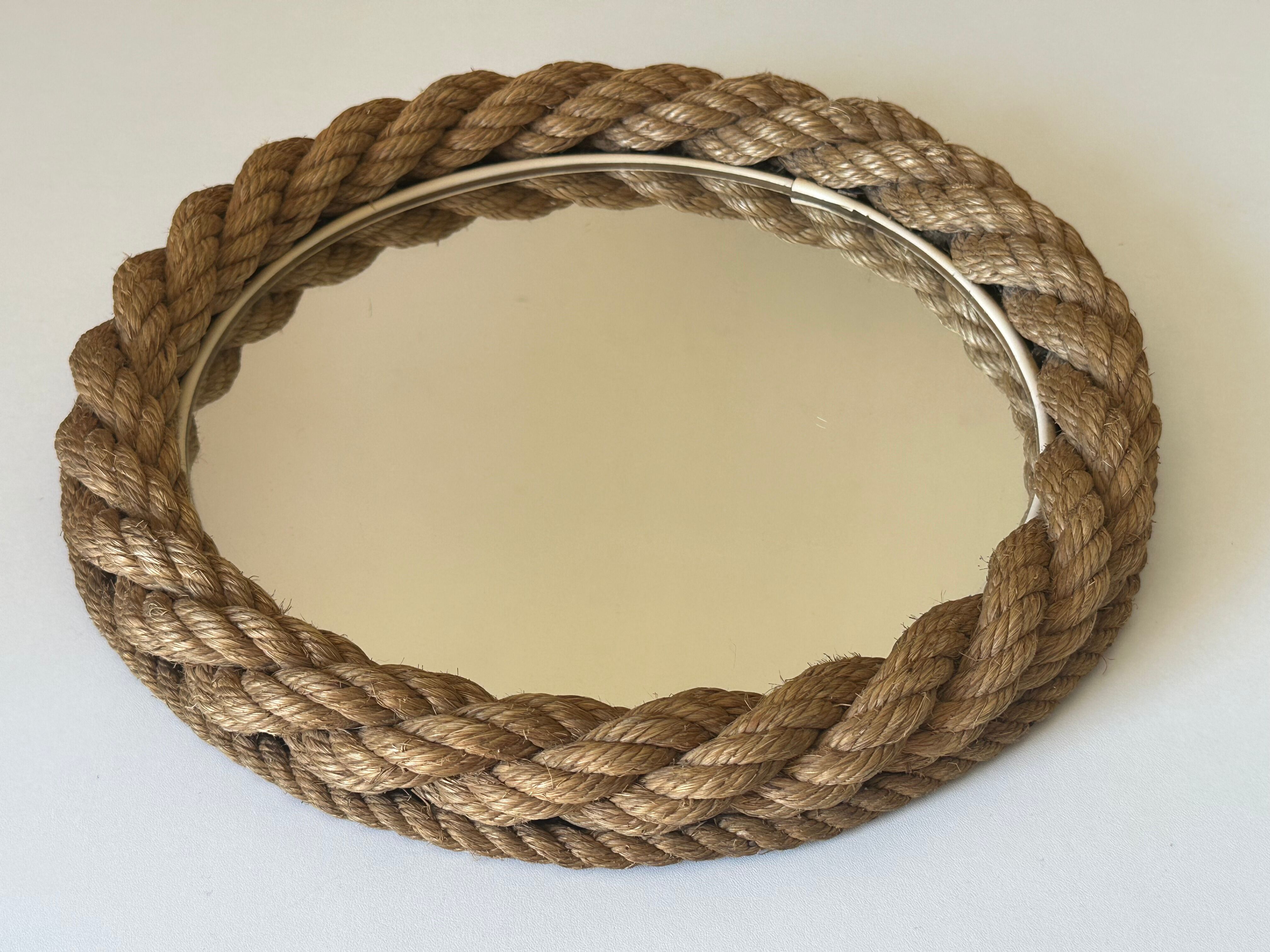 Round mirror in vintage rope 60