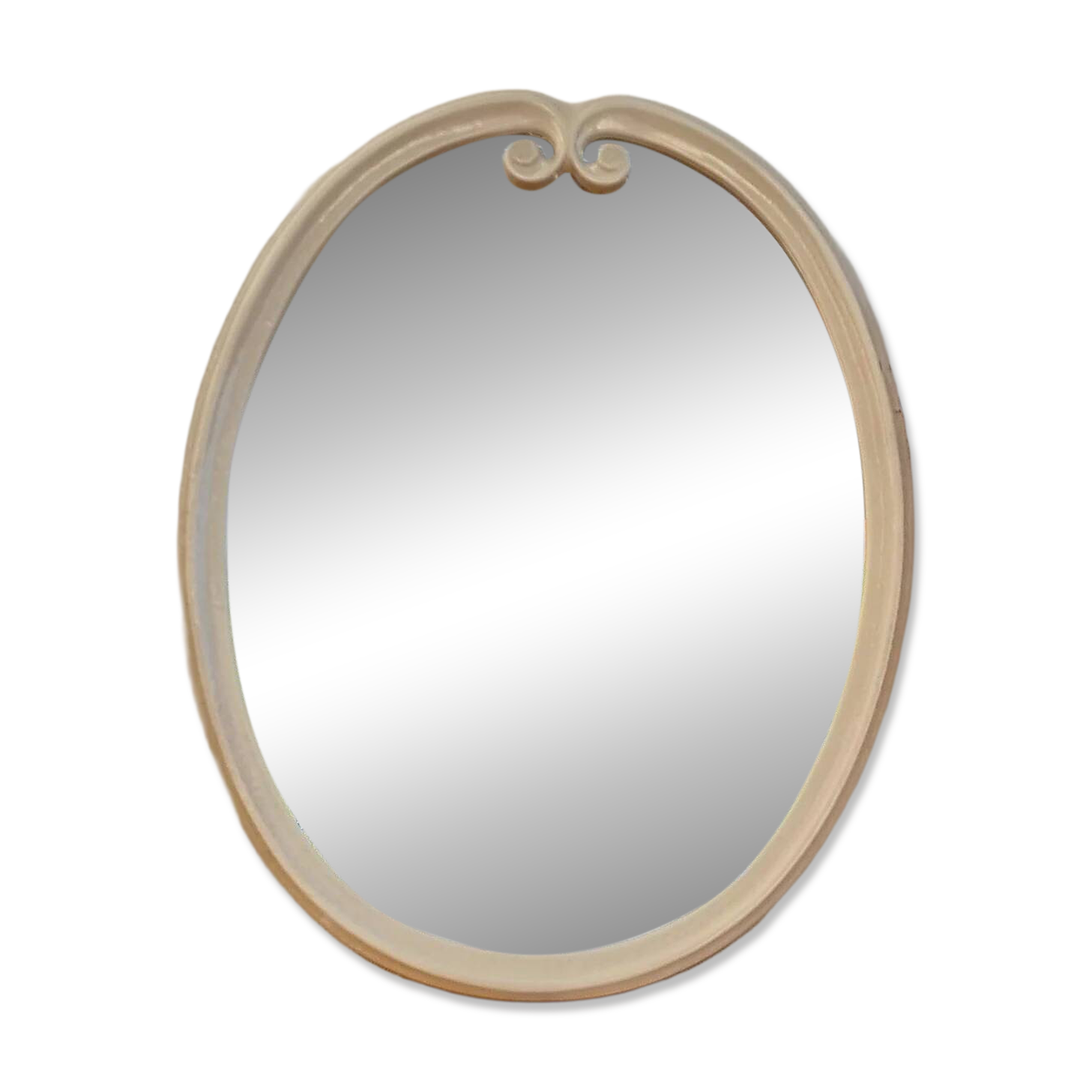 Vintage enamelled metal oval mirror