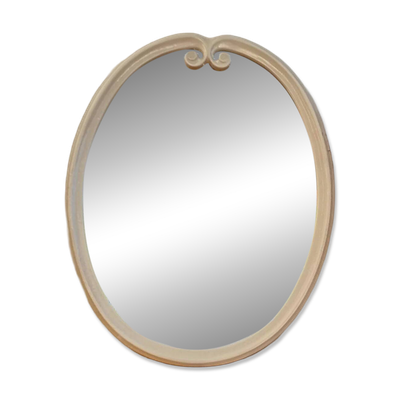 Miroir ovale en métal émaillé vintage