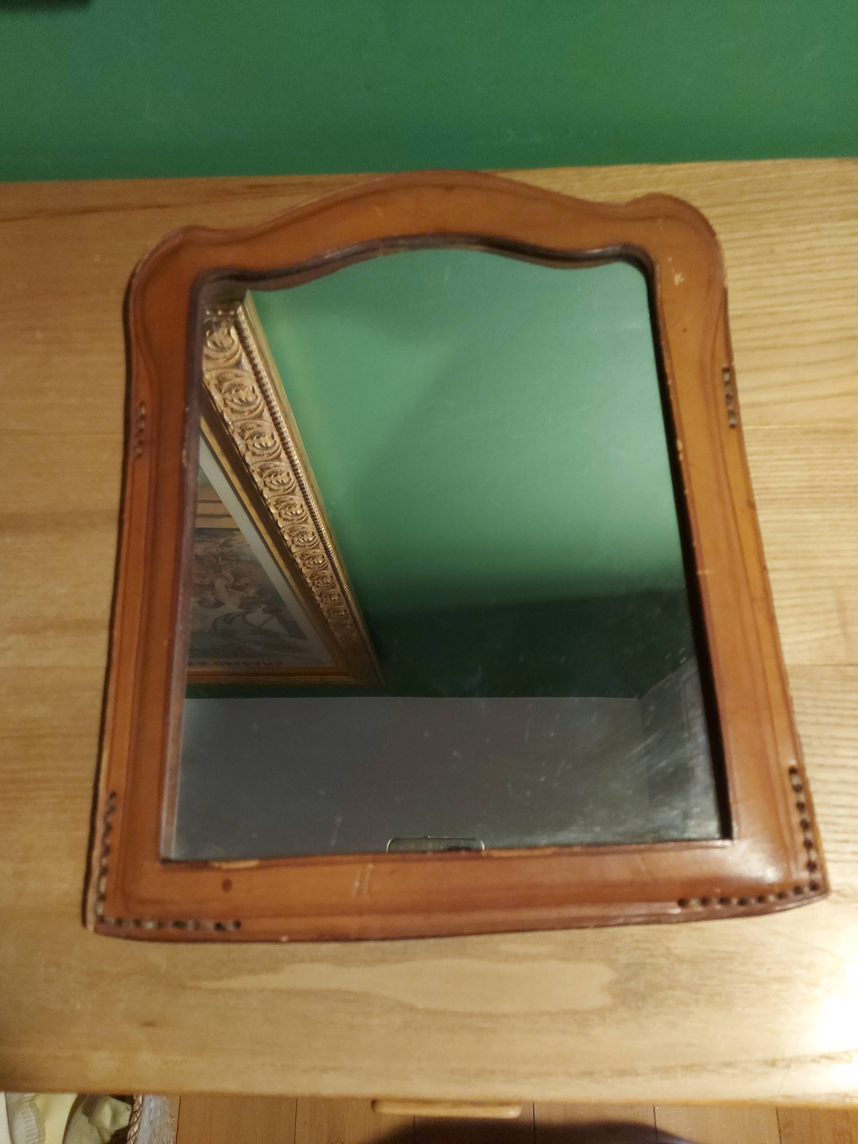 Vintage leather mirror