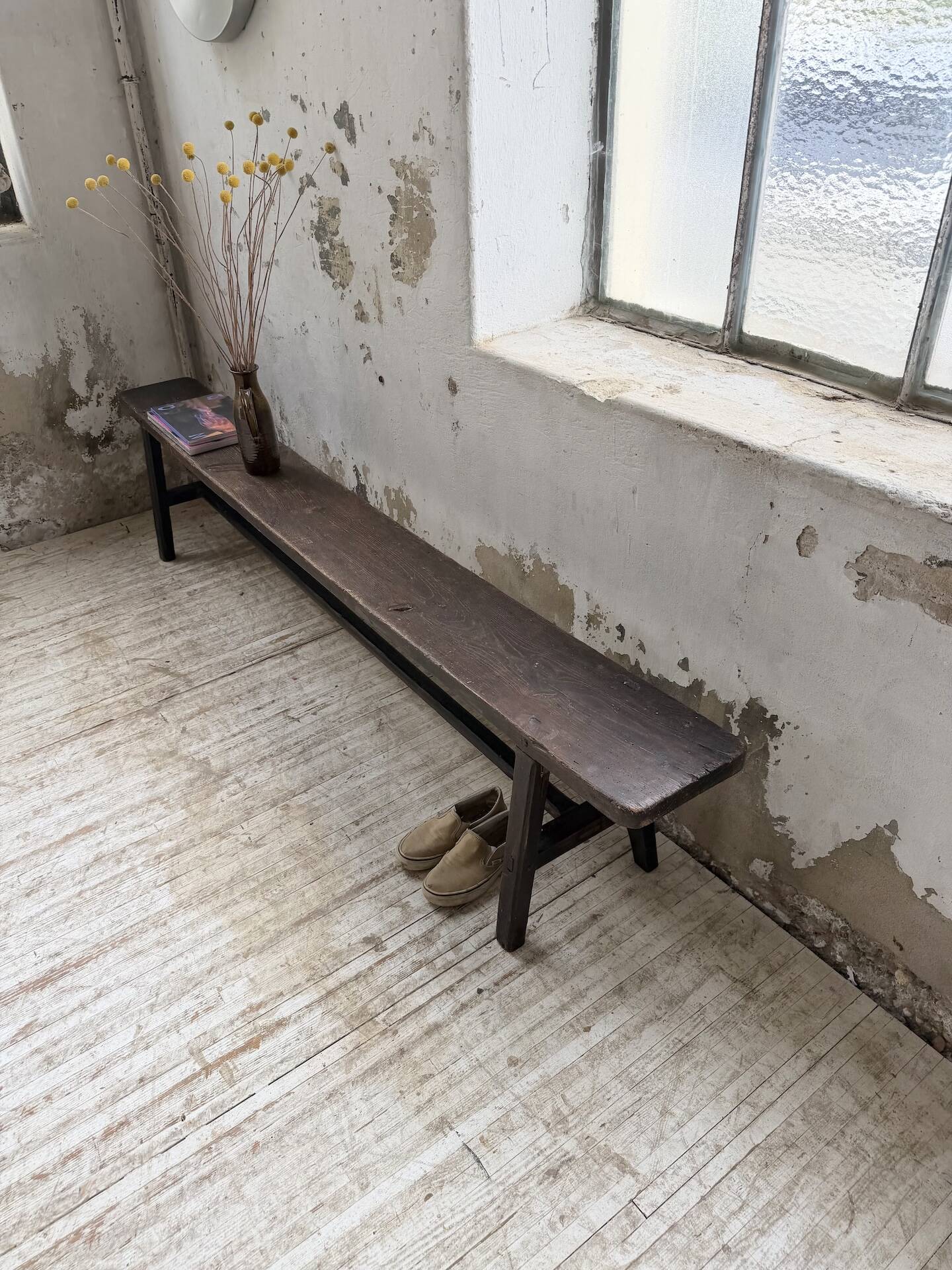 Dark patinated 1900 bench 220cm