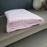 Antique sheet, piece of fabric, 260x170cm, pink and white stripes