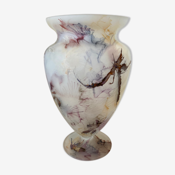Vase verre depoli