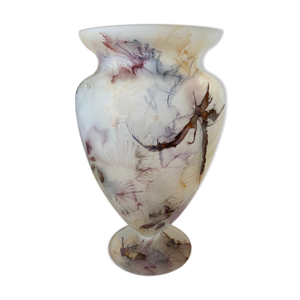 Vase verre depoli